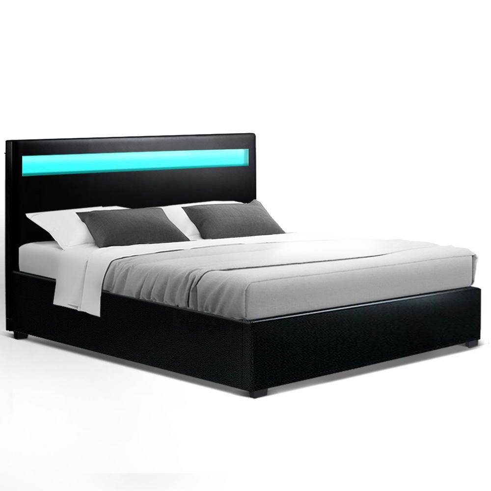 Double Package | Wanda LED Bed Black & Normay Series Pillow Top Mattress (Medium Firm) - Bedzy Australia