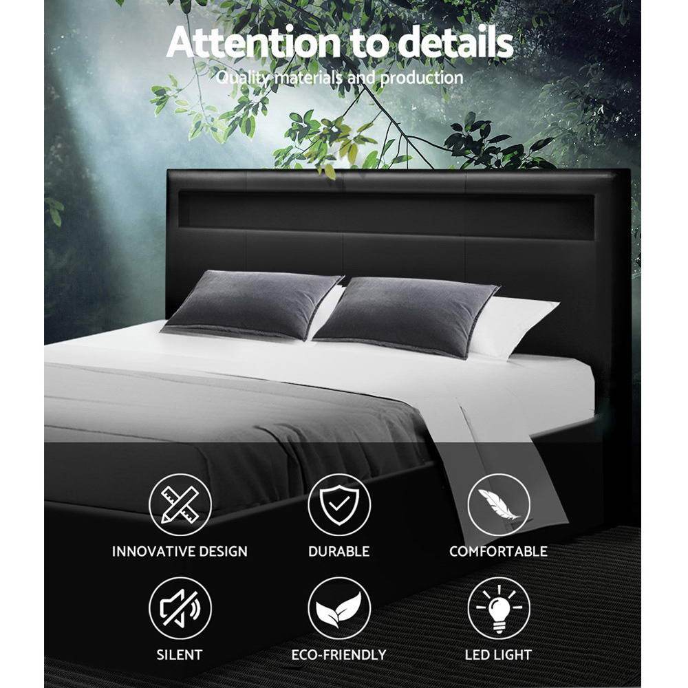 Double Package | Wanda LED Bed Black & Normay Series Pillow Top Mattress (Medium Firm) - Bedzy Australia