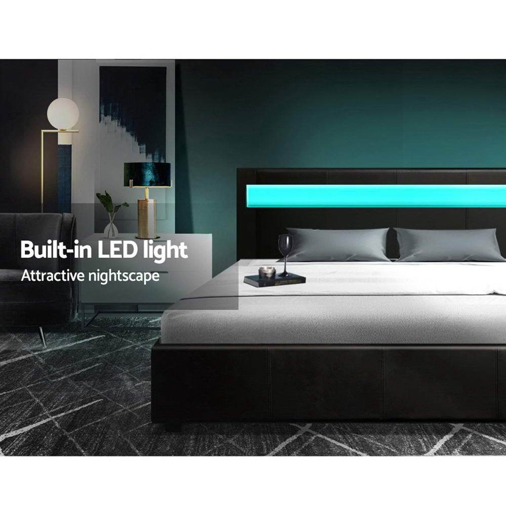 Double Package | Wanda LED Bed Black & Normay Series Pillow Top Mattress (Medium Firm) - Bedzy Australia