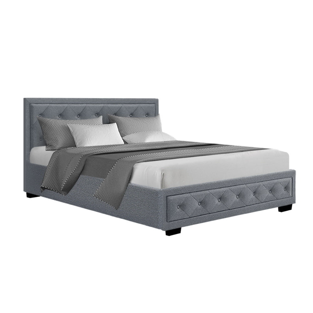 Bronte Storage Double Bed Frame Grey - Bedzy Australia