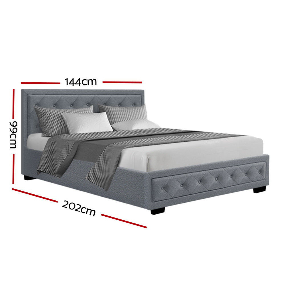 Bronte Storage Double Bed Frame Grey - Bedzy Australia