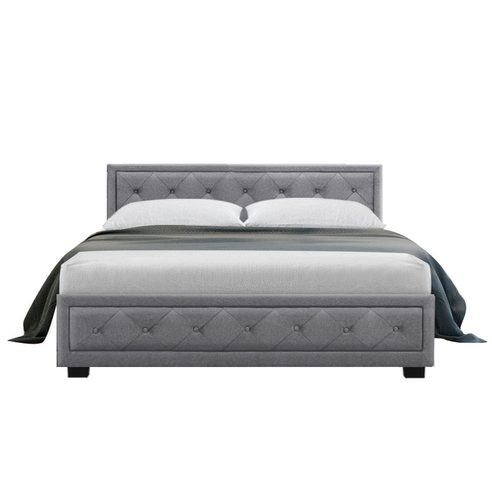 Bronte Storage Double Bed Frame Grey - Bedzy Australia