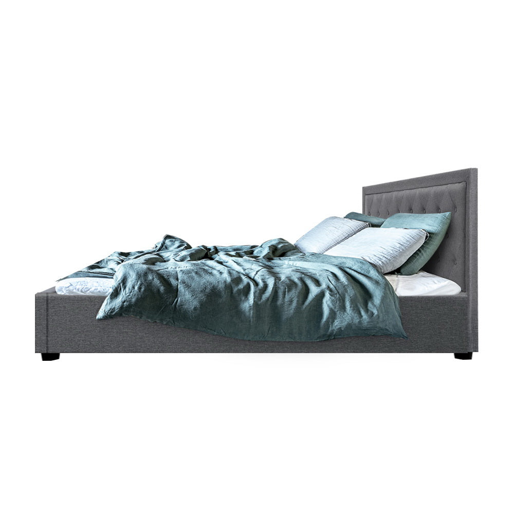 Bronte Storage Double Bed Frame Grey - Bedzy Australia