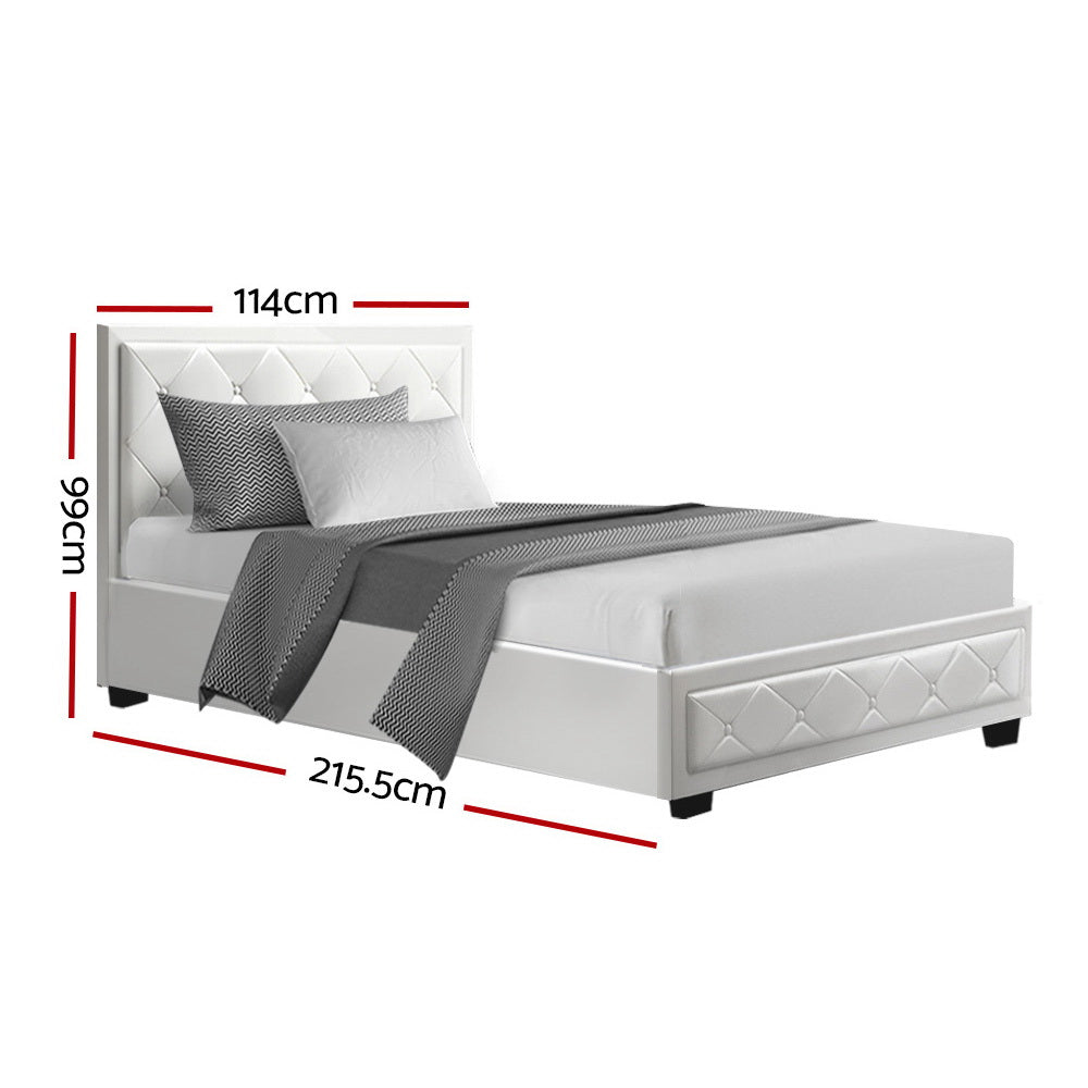 Bronte Storage King Single Bed Frame White - Bedzy Australia