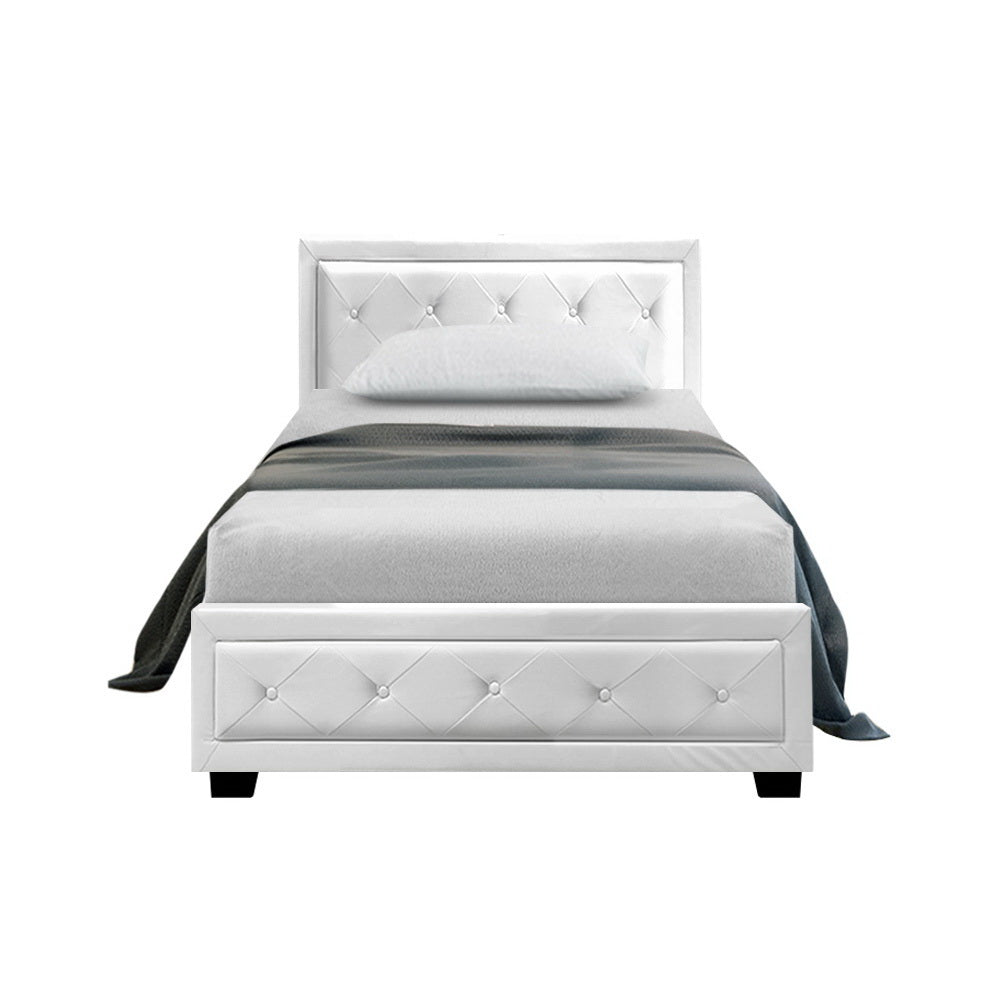 Bronte Storage King Single Bed Frame White - Bedzy Australia