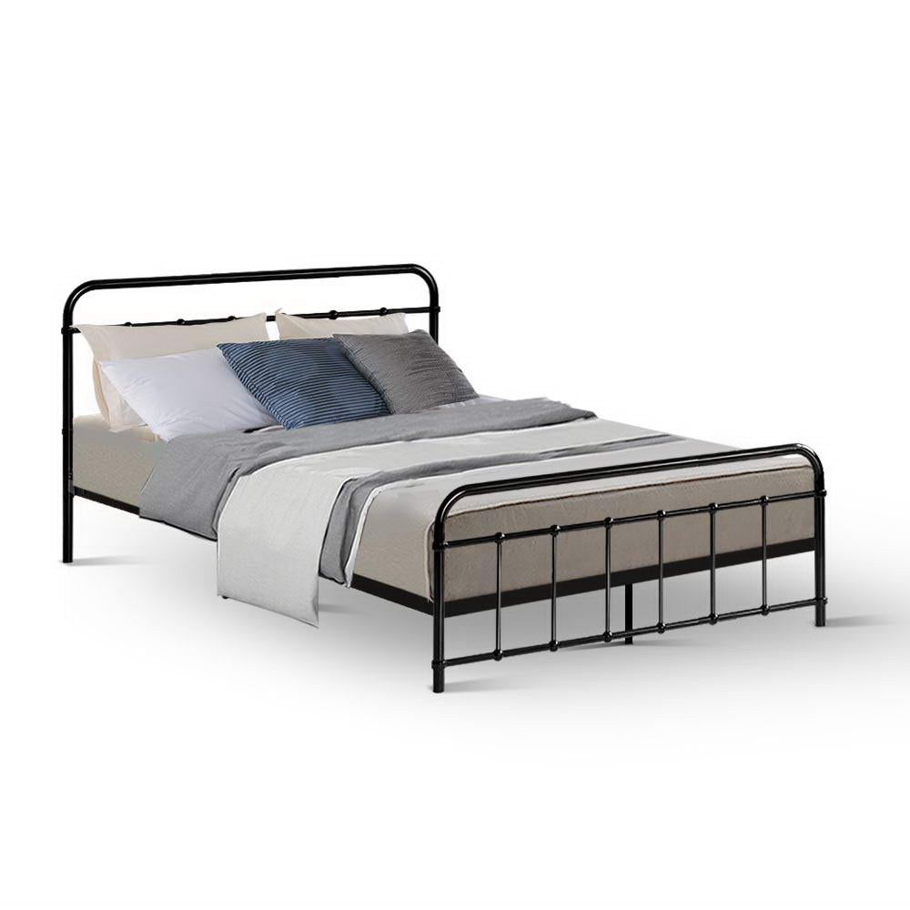 Leo Metal Double Bed Frame Black - Bedzy Australia