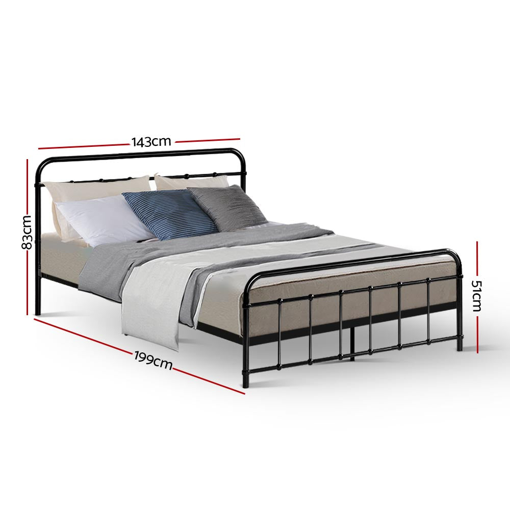 Leo Metal Double Bed Frame Black - Bedzy Australia