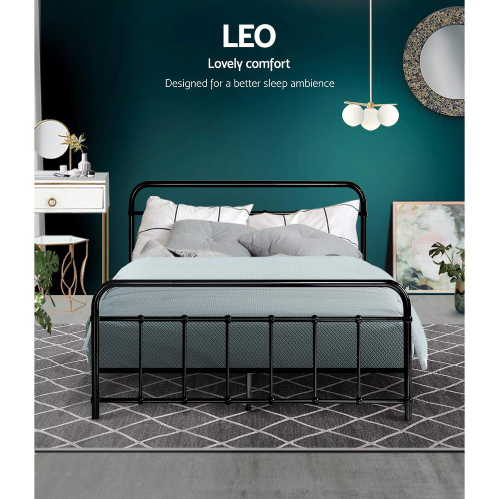 Leo Metal Double Bed Frame Black - Bedzy Australia