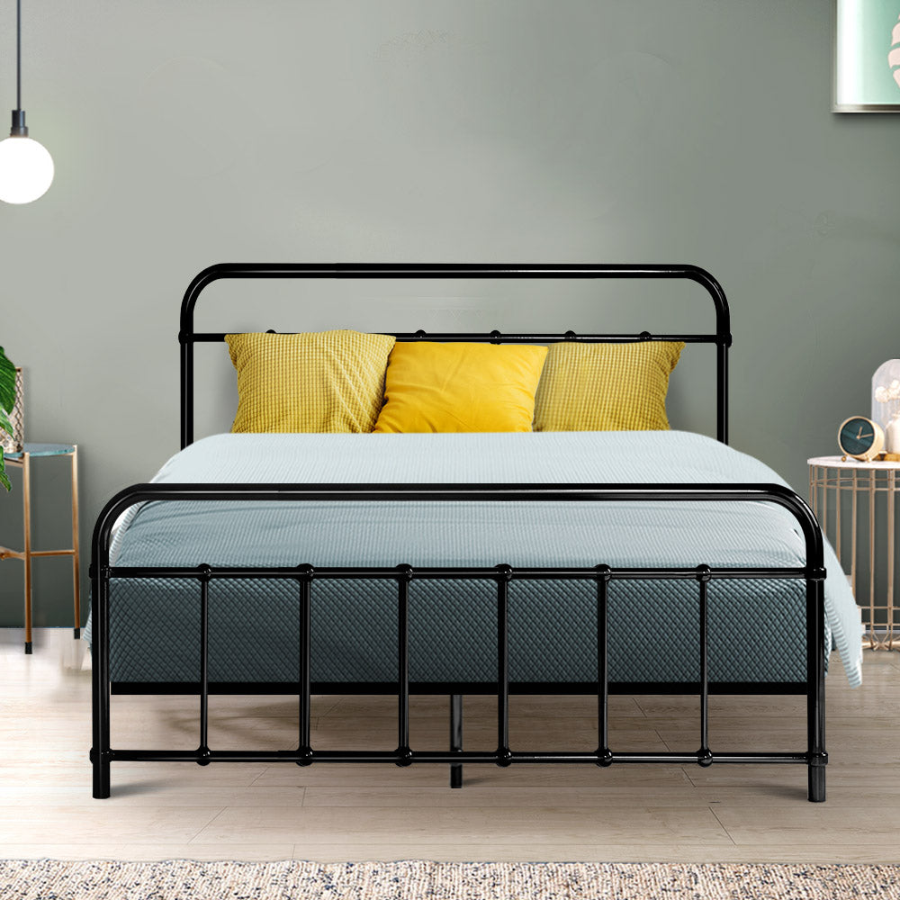 Leo Metal Double Bed Frame Black - Bedzy Australia