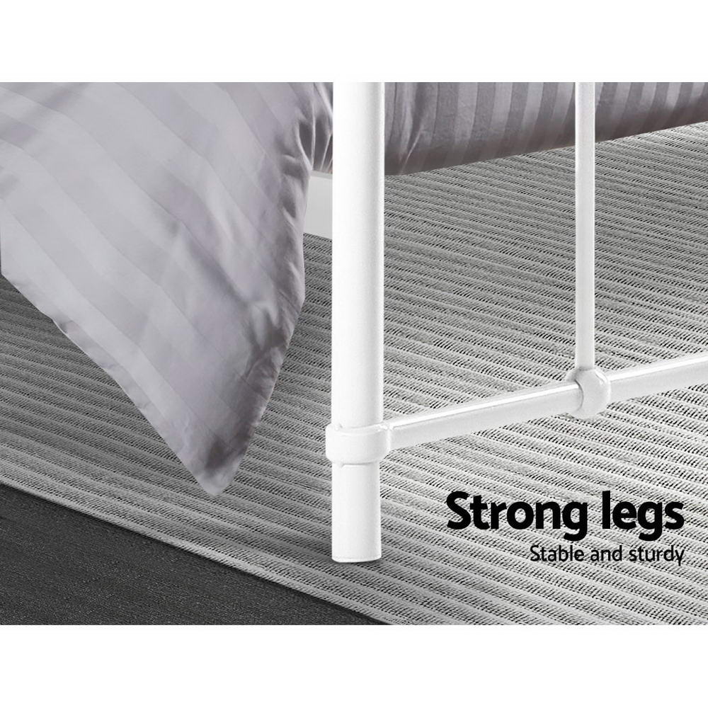 Leo Metal Double Bed Frame White - Bedzy Australia