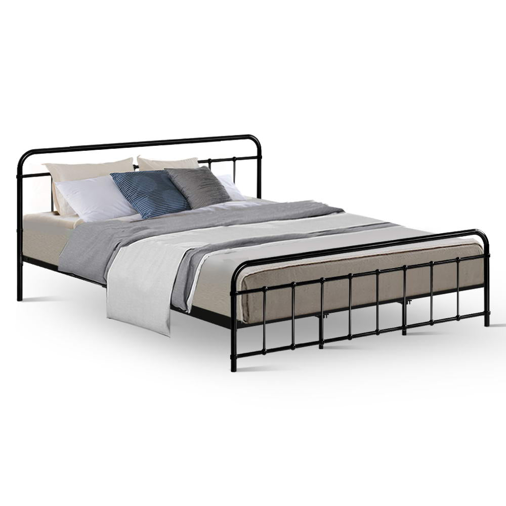 Leo Metal King Bed Frame Black - Bedzy Australia