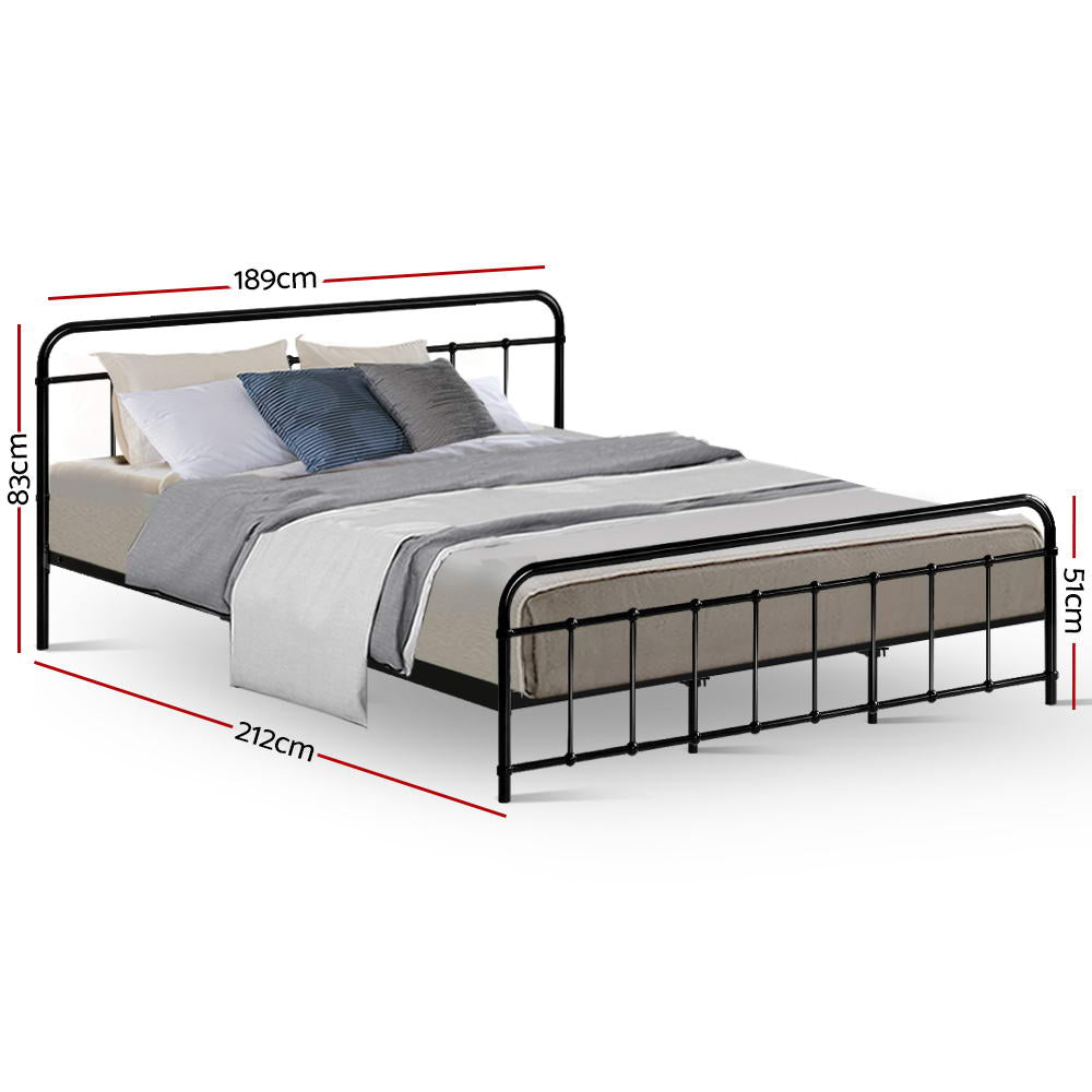 Leo Metal King Bed Frame Black - Bedzy Australia