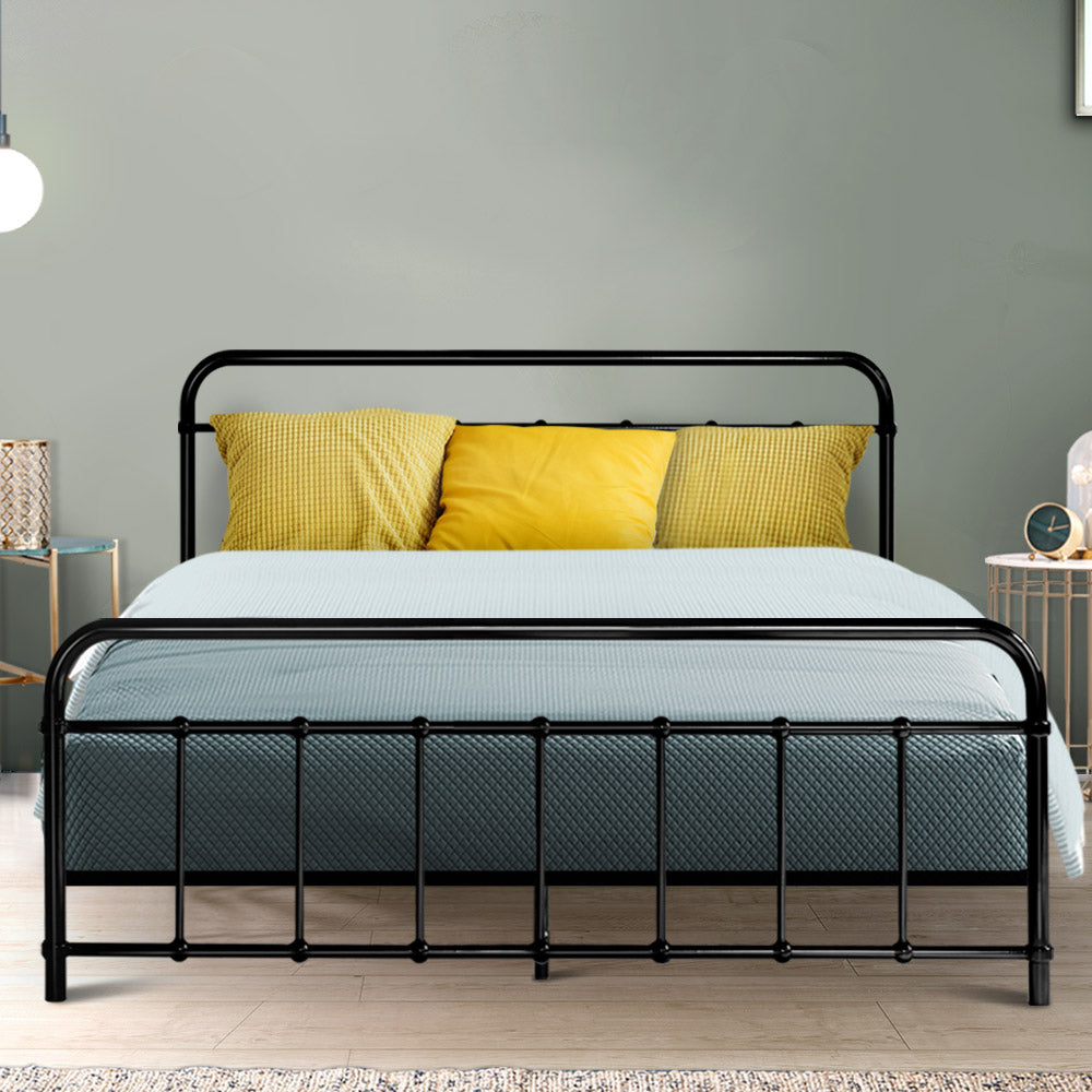 Leo Metal King Bed Frame Black - Bedzy Australia