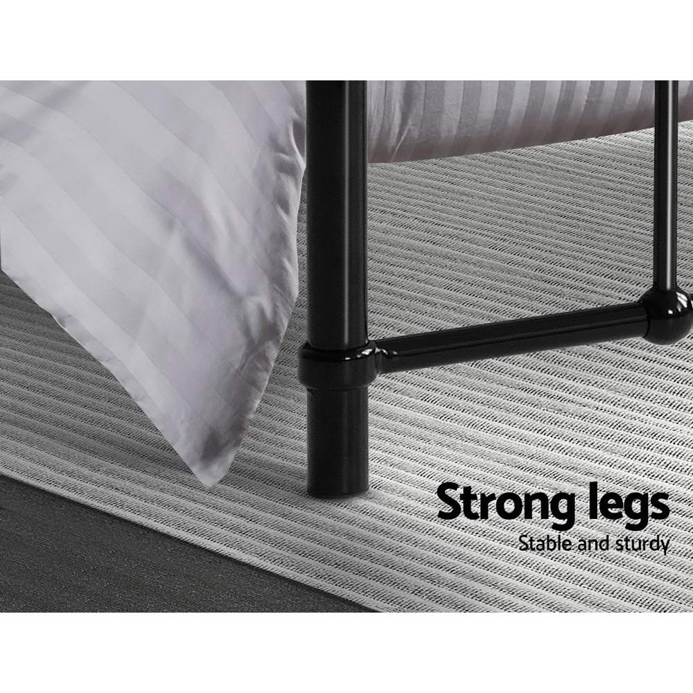 Leo Metal Single Bed Frame Black - Bedzy Australia