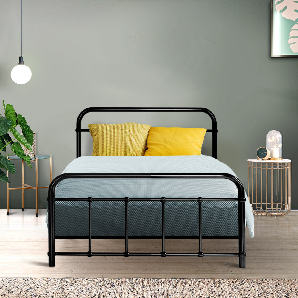 Leo Metal Single Bed Frame Black - Bedzy Australia