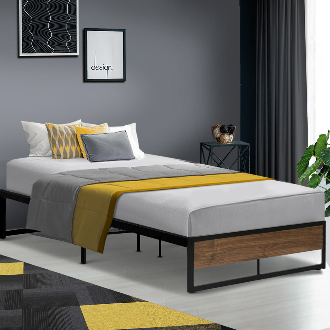 Oslo Metal & Wood King Single Bed Frame - Bedzy Australia