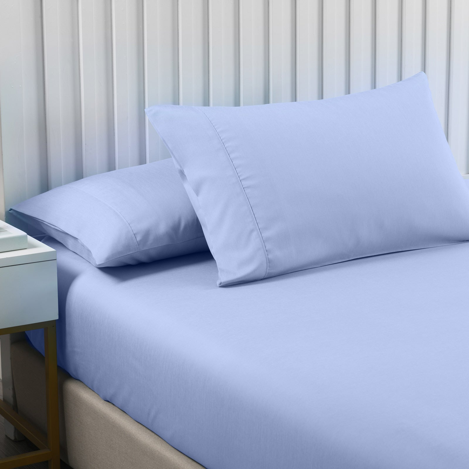 Royal Comfort 2000TC 3 Piece Fitted Sheet and Pillowcase Set Bamboo Cooling King Light Blue - Bedzy Australia