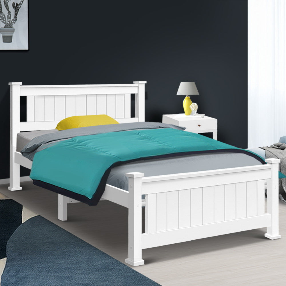 Cottesloe Wooden Single Bed White - Bedzy Australia