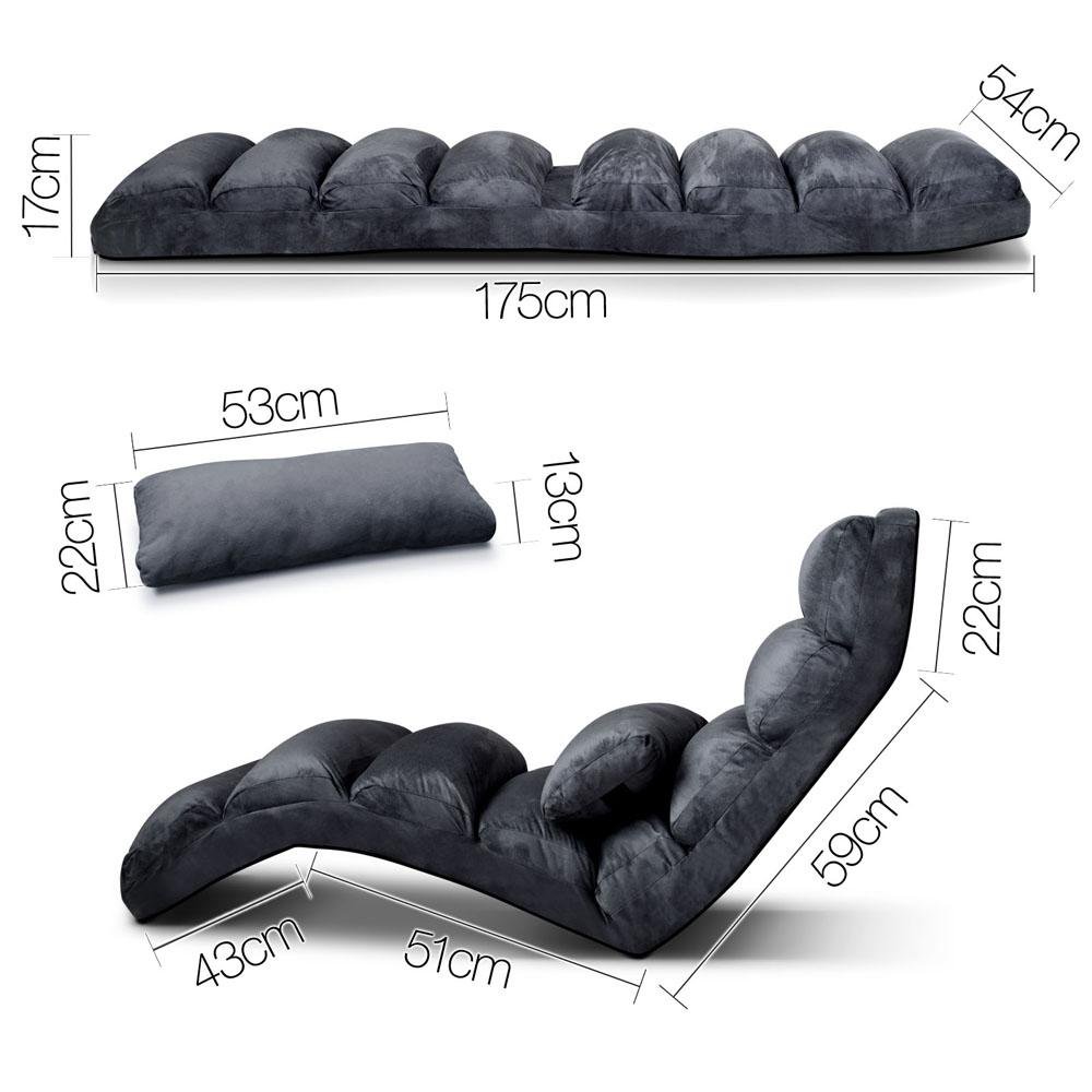 Adjustable Lounge Sofa Chair - Charcoal - Bedzy Australia