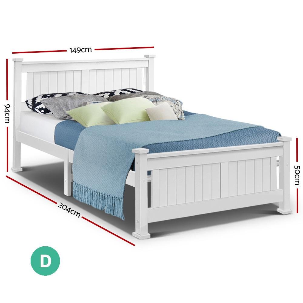 Airlie Wooden Double Bed Frame White - Bedzy Australia