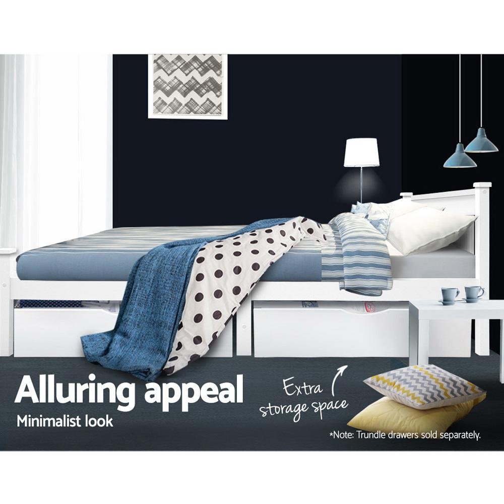 Airlie Wooden Double Bed Frame White - Bedzy Australia