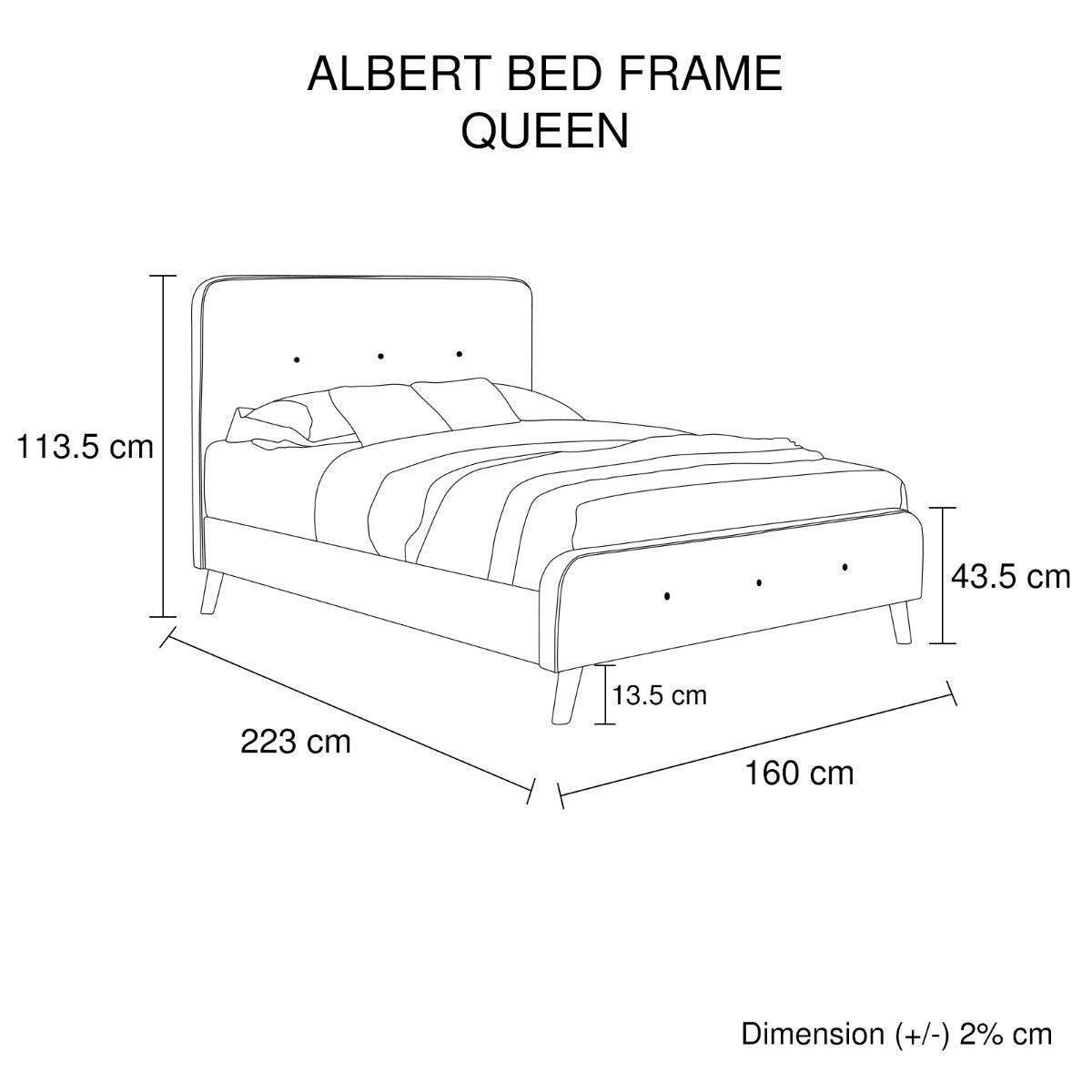 Albert Queen Bed Frame Light Grey - Bedzy Australia