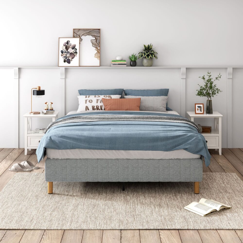 Alex Double Metal Bed Base Light Grey - Furniture > Bedroom - Bedzy Australia