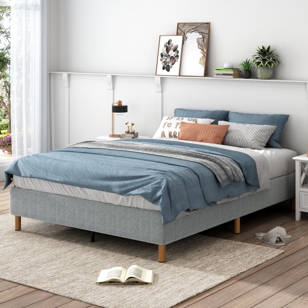 Alex Double Metal Bed Base Light Grey - Furniture > Bedroom - Bedzy Australia