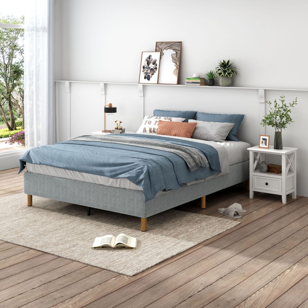 Alex Double Metal Bed Base Light Grey - Furniture > Bedroom - Bedzy Australia