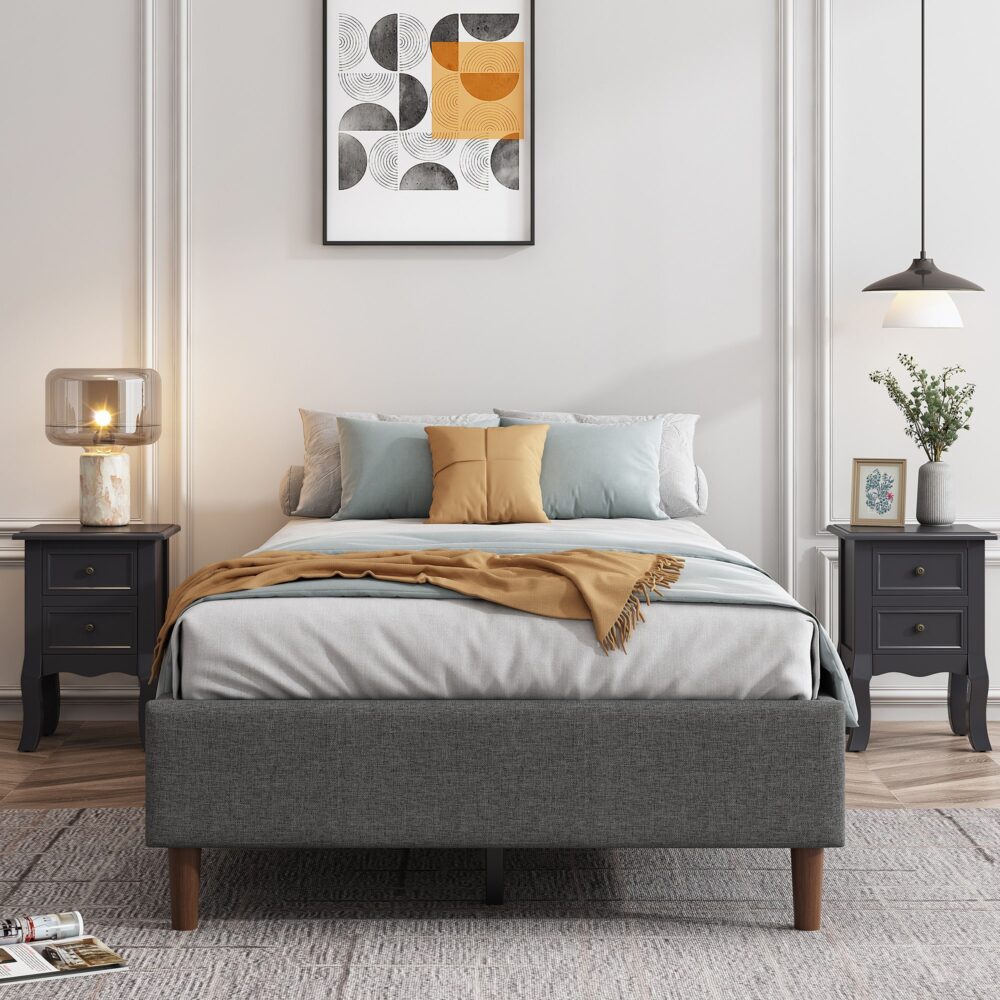 Alexandra Queen Bed Base Dark Grey - Furniture > Bedroom - Bedzy Australia