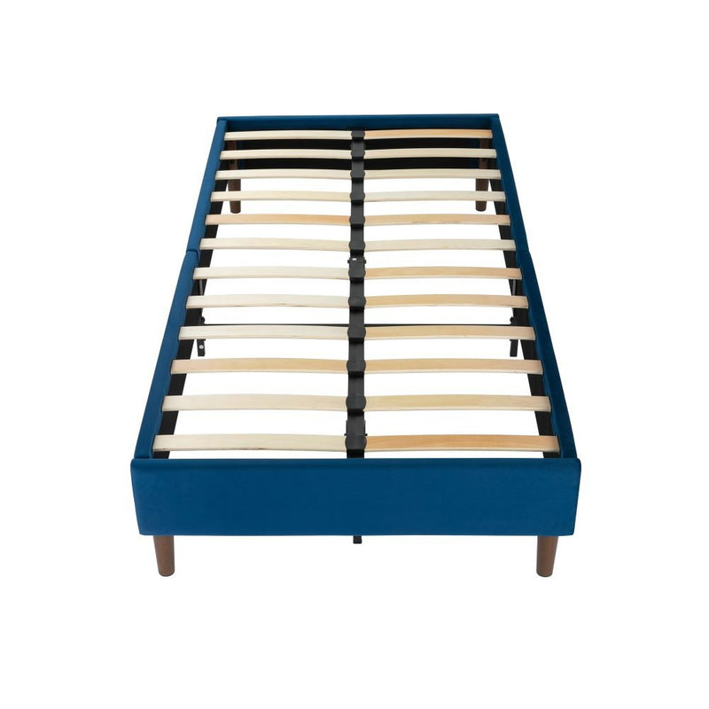 Alexandra Single Bed Base Velvet Blue - Furniture > Bedroom - Bedzy Australia