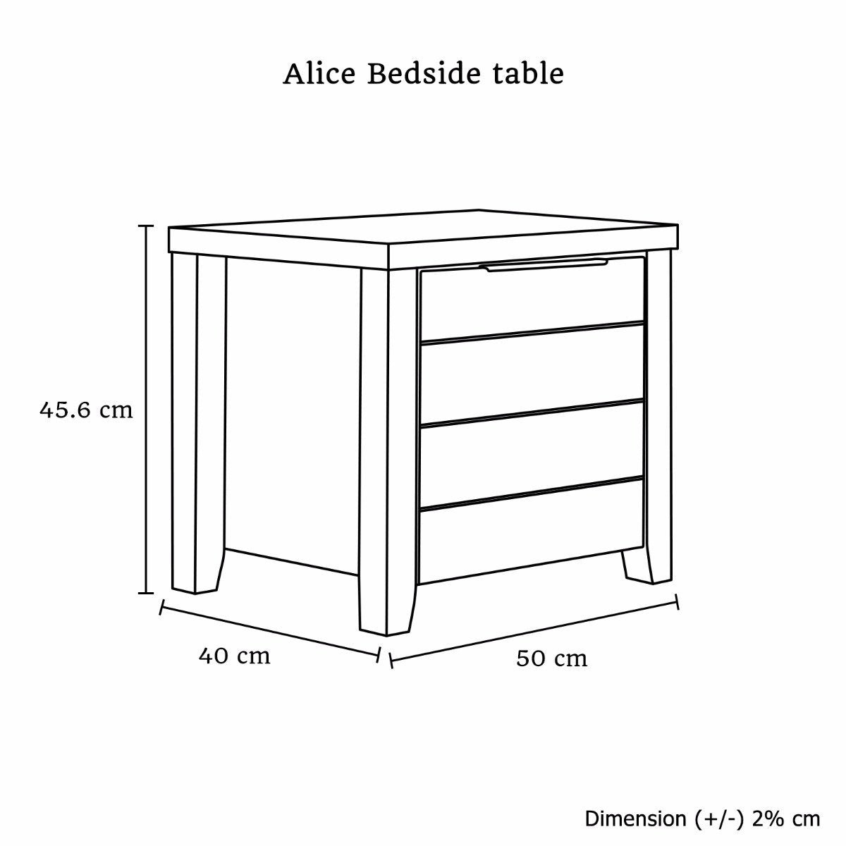 Alice 2 Drawer Night Stand (Bedside) - Bedzy Australia