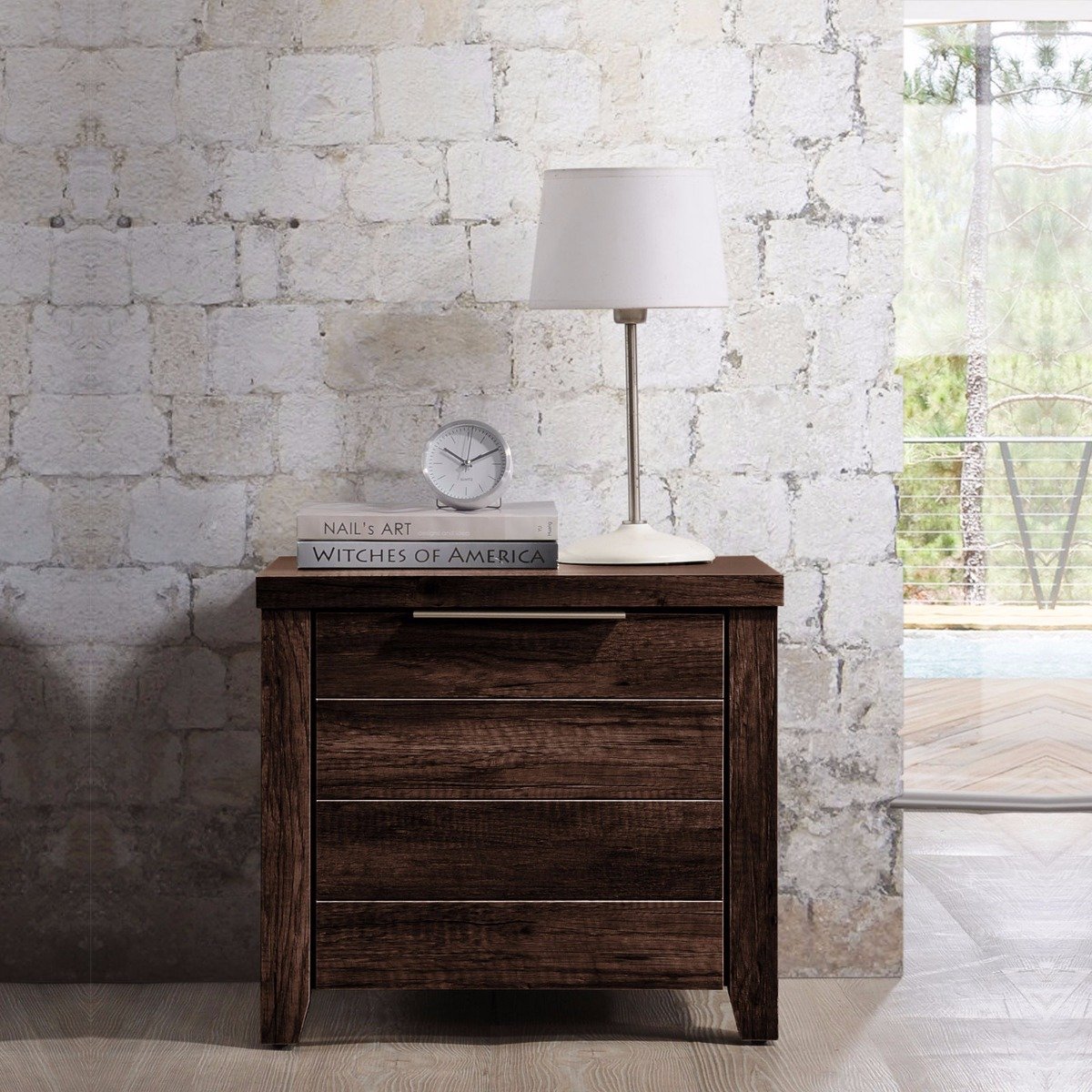 Alice Bedside Table Wenge - Bedzy Australia