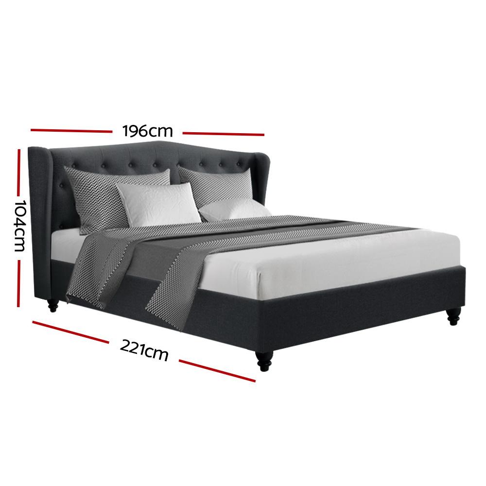 Altona King Bed Frame Charcoal - Bedzy Australia