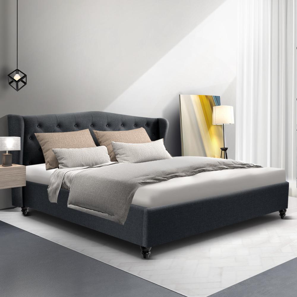 Altona King Bed Frame Charcoal - Bedzy Australia