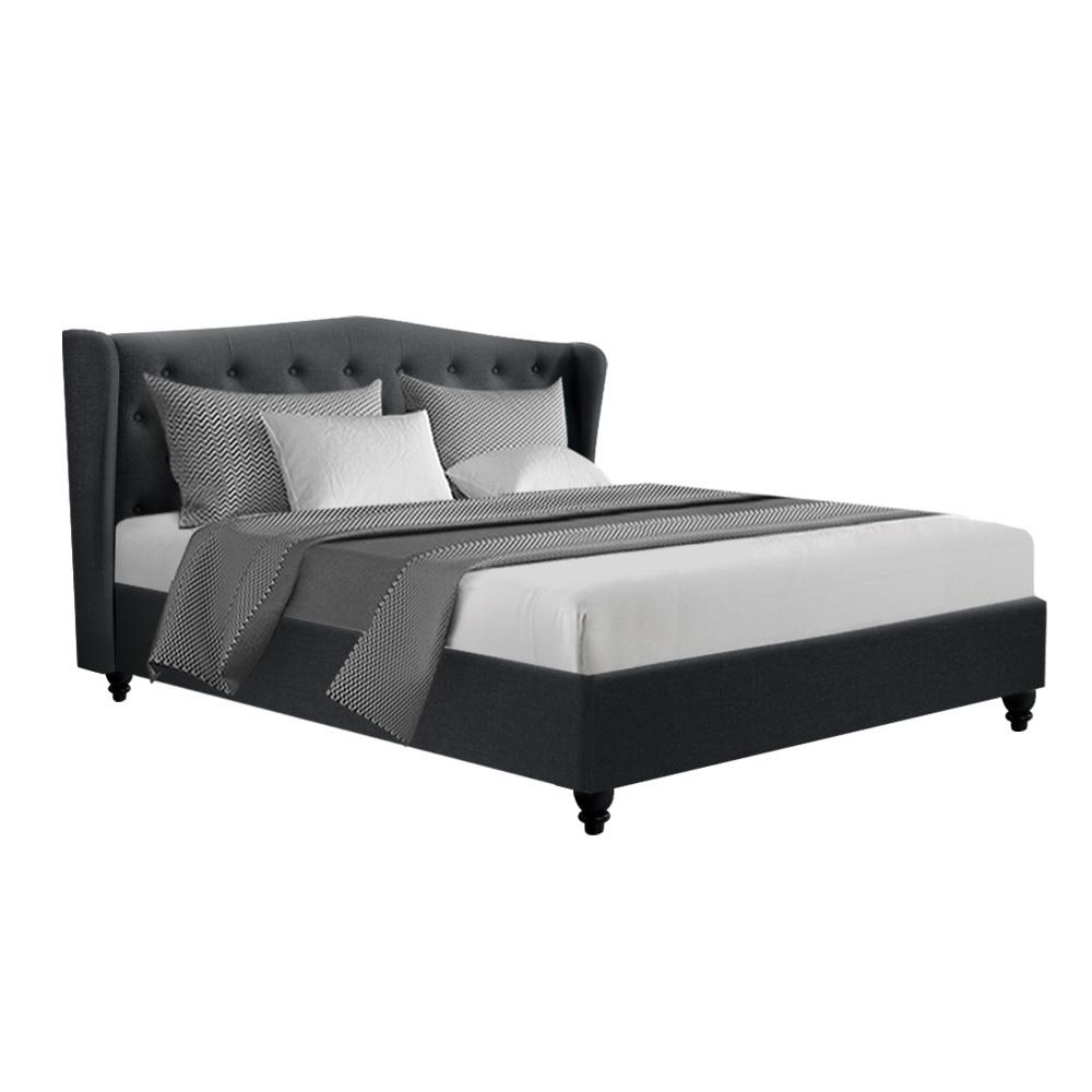 Altona King Bed Frame Charcoal - Bedzy Australia