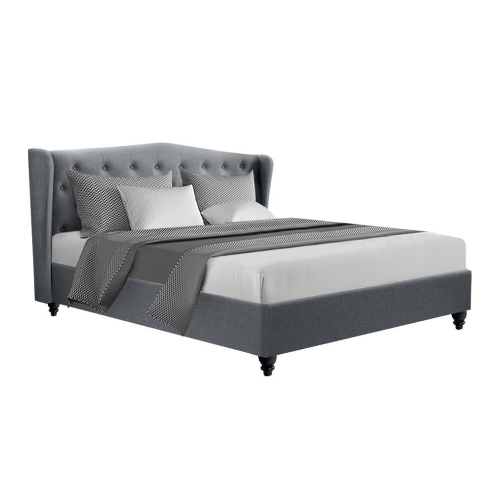 Altona King Bed Frame Grey - Bedzy Australia