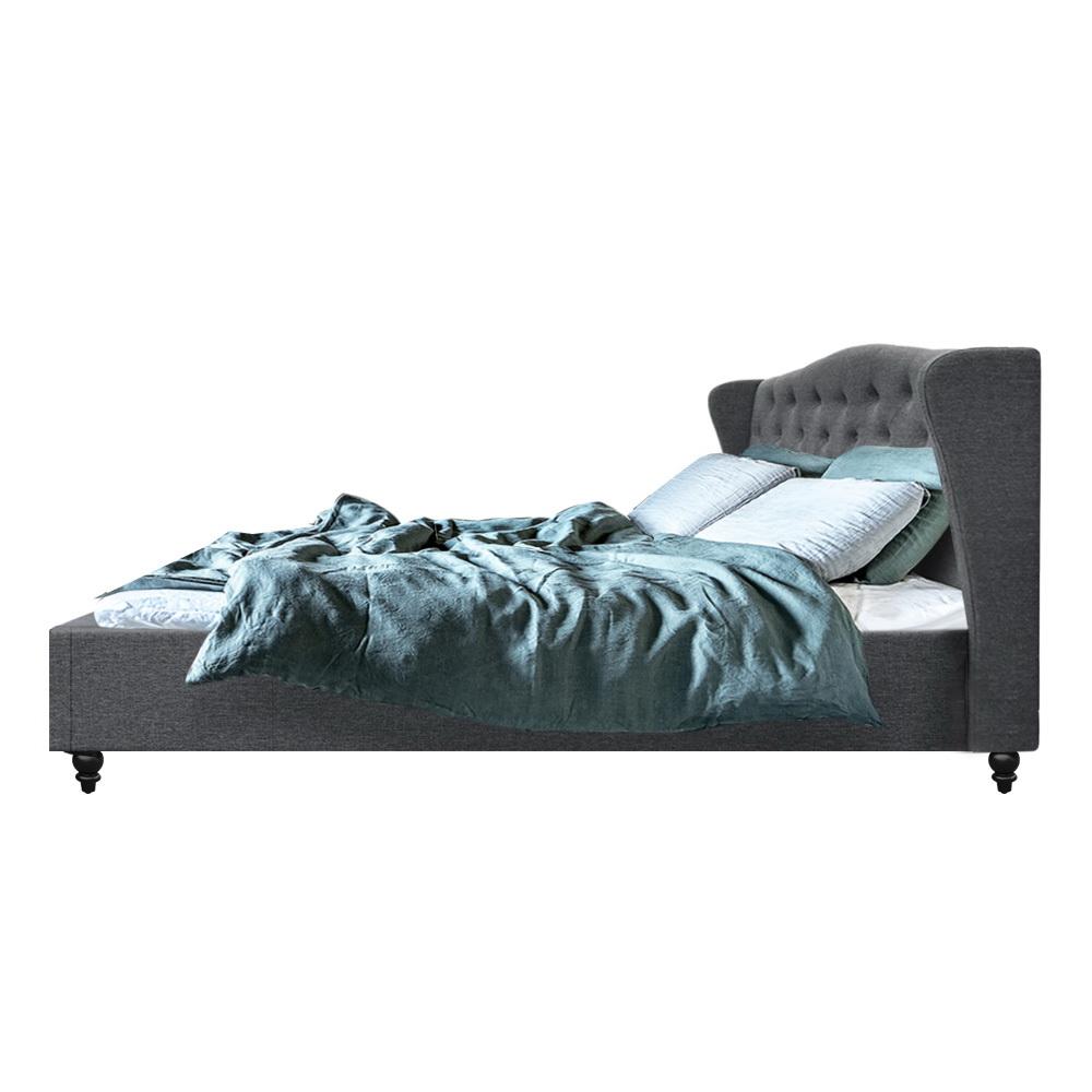 Altona King Bed Frame Grey - Bedzy Australia