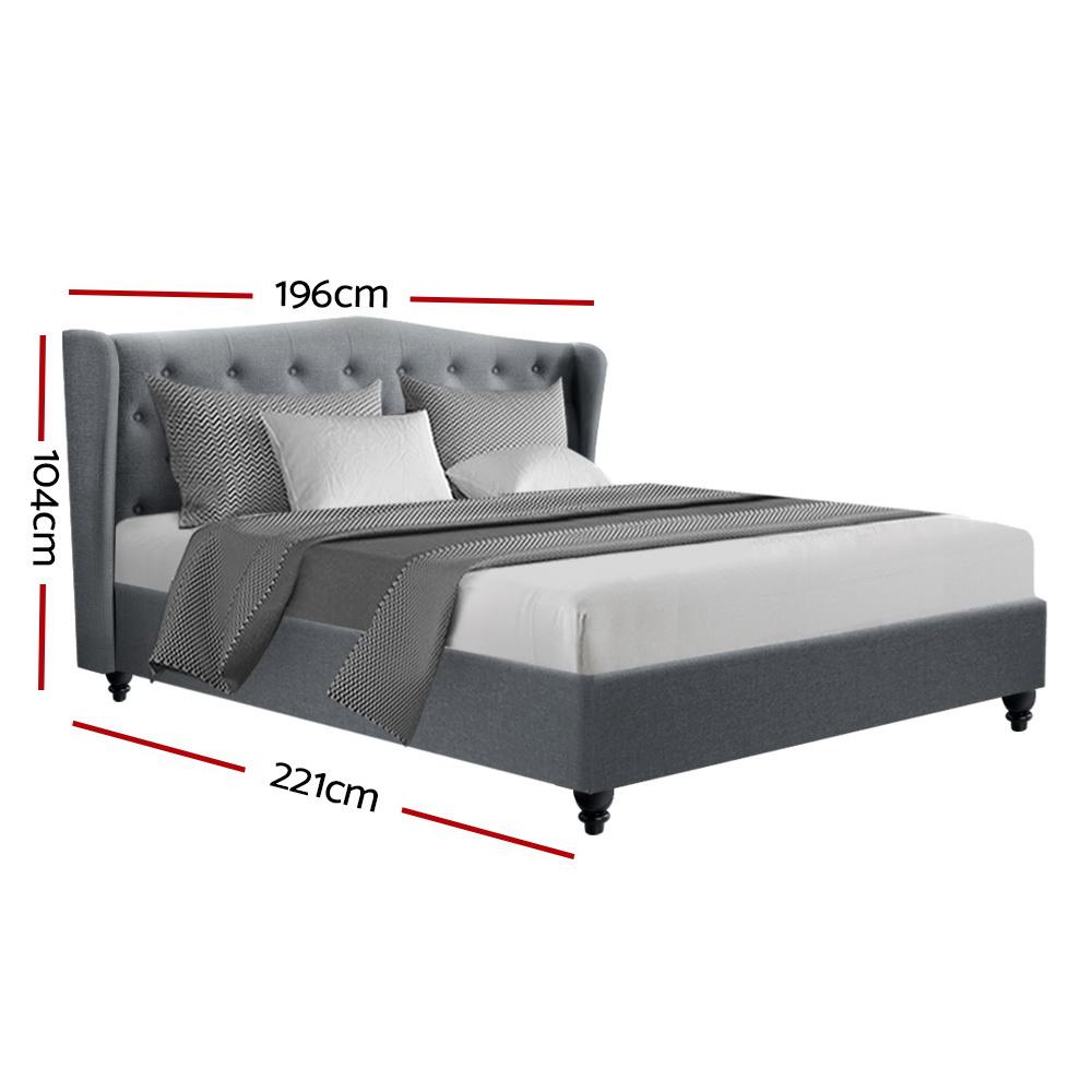 Altona King Bed Frame Grey - Bedzy Australia