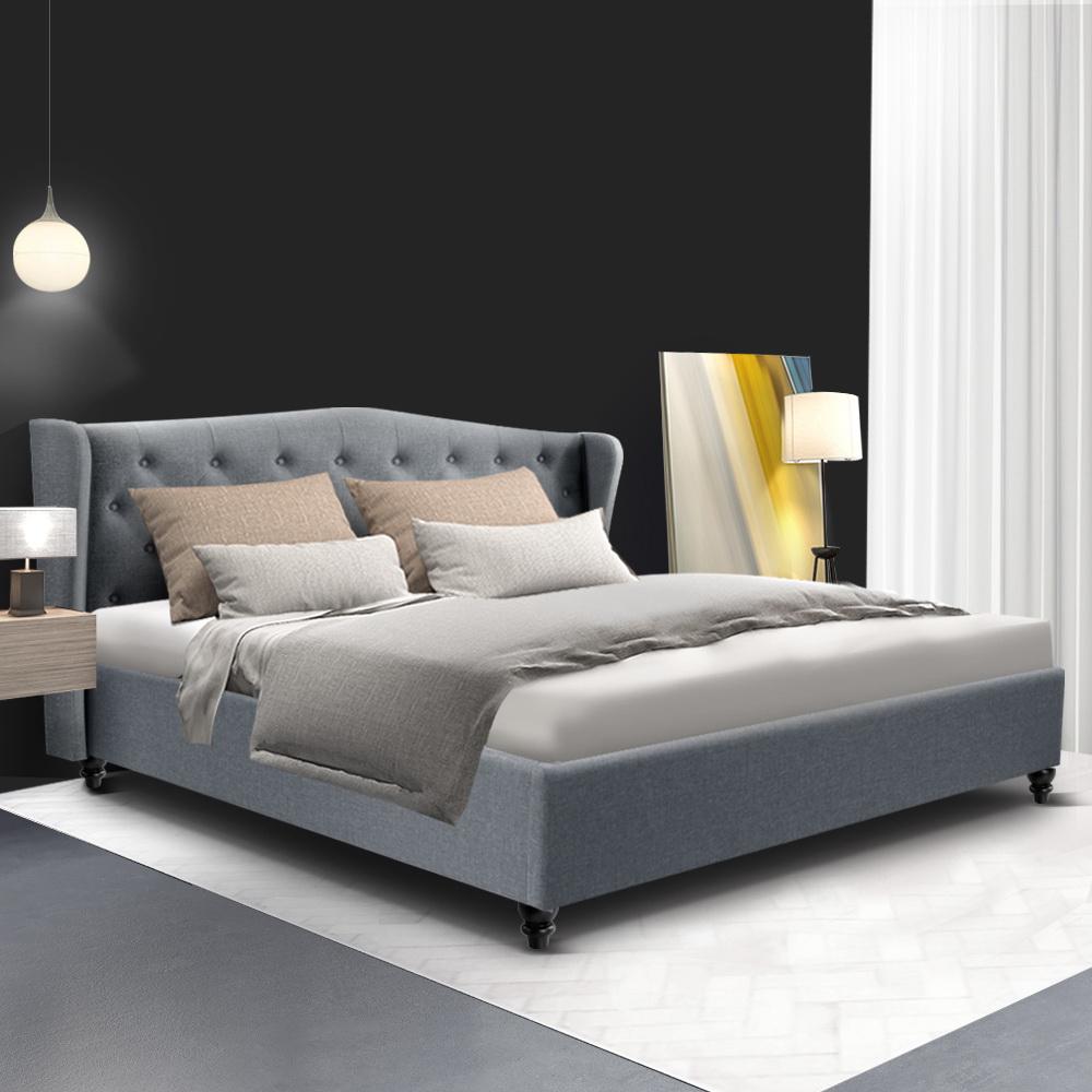 Altona King Bed Frame Grey - Bedzy Australia