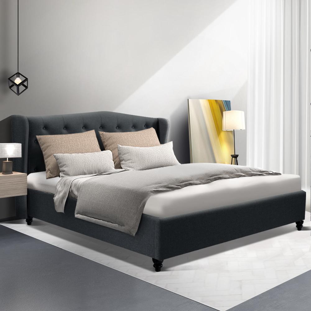 Altona Queen Bed Frame Charcoal - Bedzy Australia