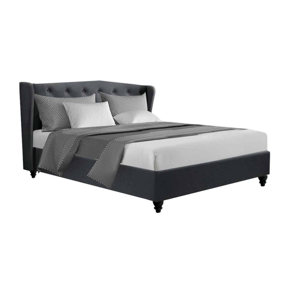 Altona Queen Bed Frame Charcoal - Bedzy Australia