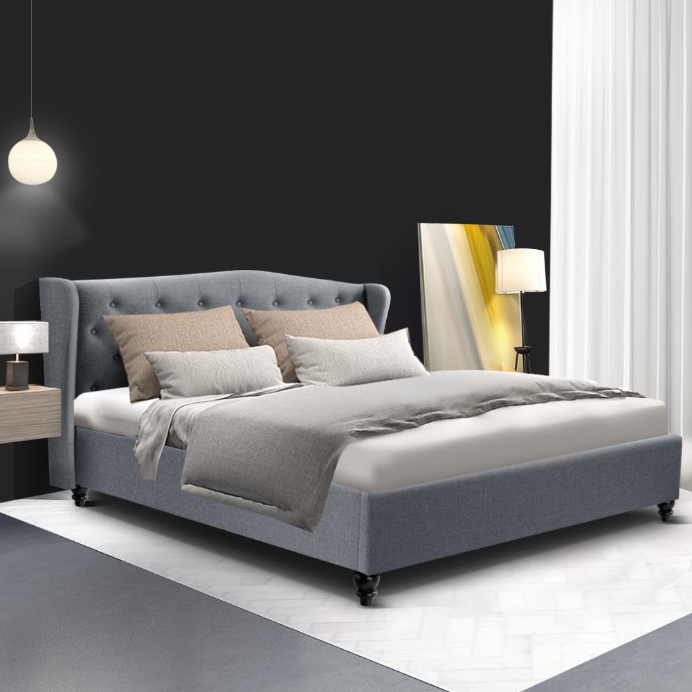 Altona Queen Bed Frame Grey - Bedzy Australia