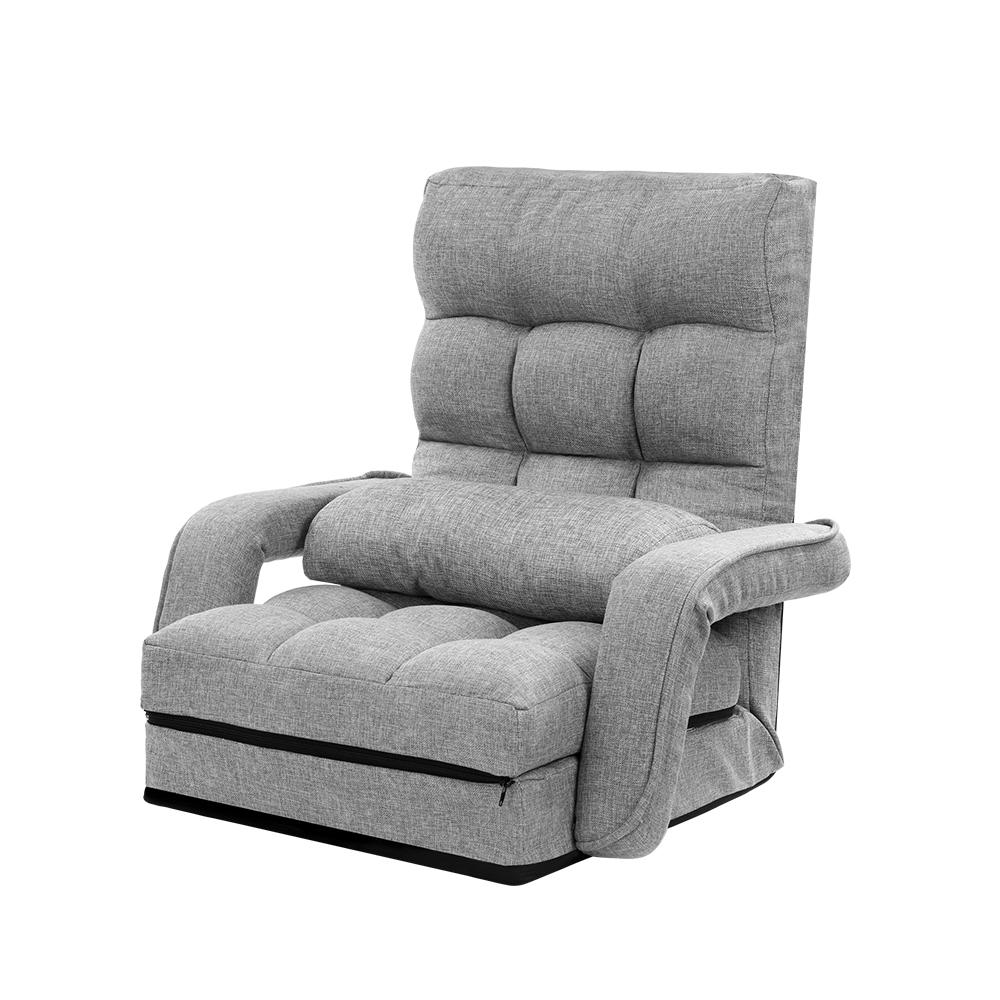 Armchair Floor Recliner Light Grey - Bedzy Australia