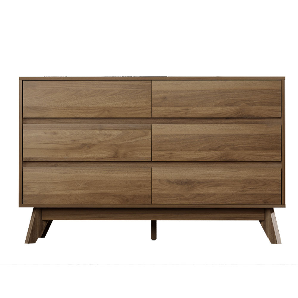 6 Drawer Lowboy Storage Cabinet Walnut - Home & Garden > Storage - Bedzy Australia