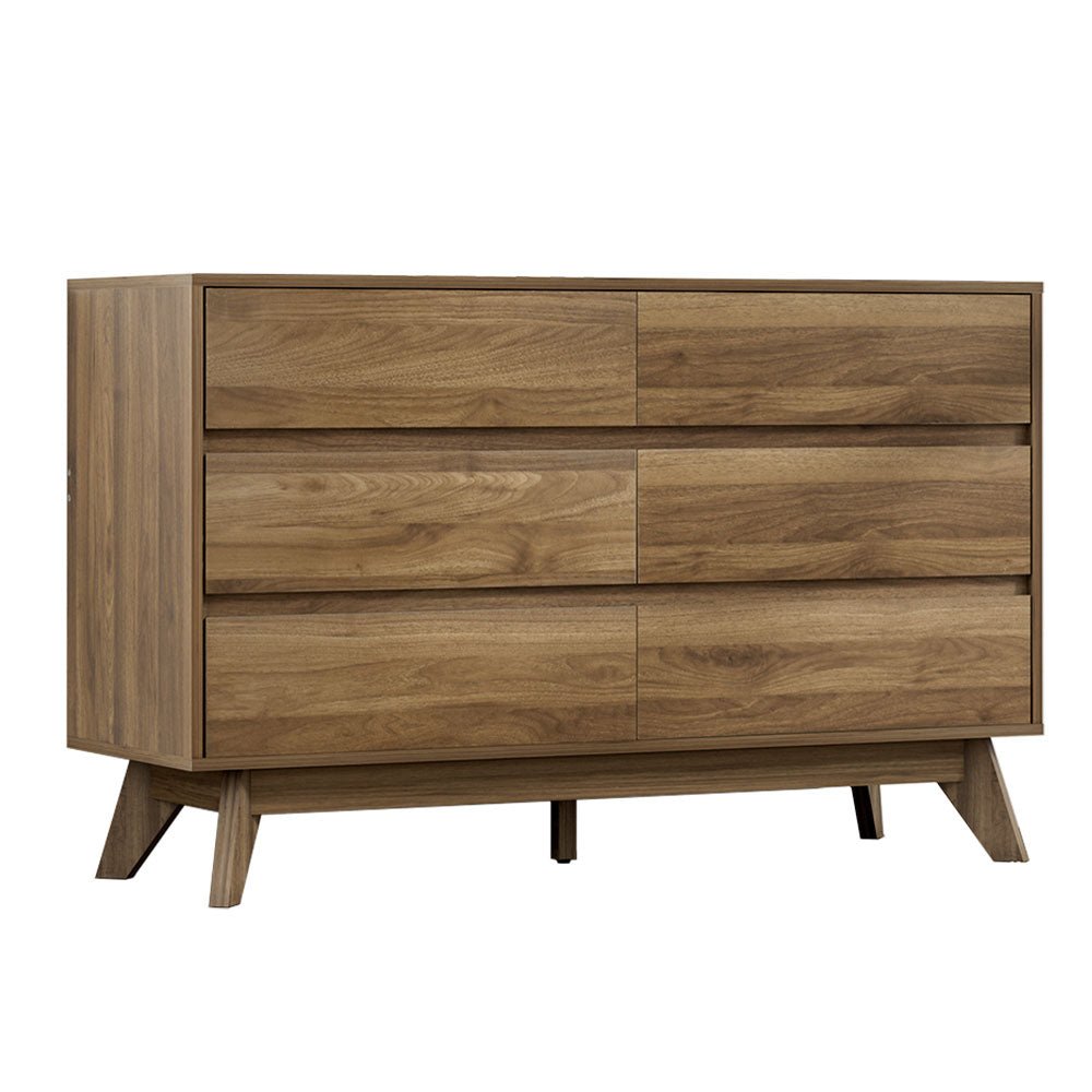 6 Drawer Lowboy Storage Cabinet Walnut - Home & Garden > Storage - Bedzy Australia