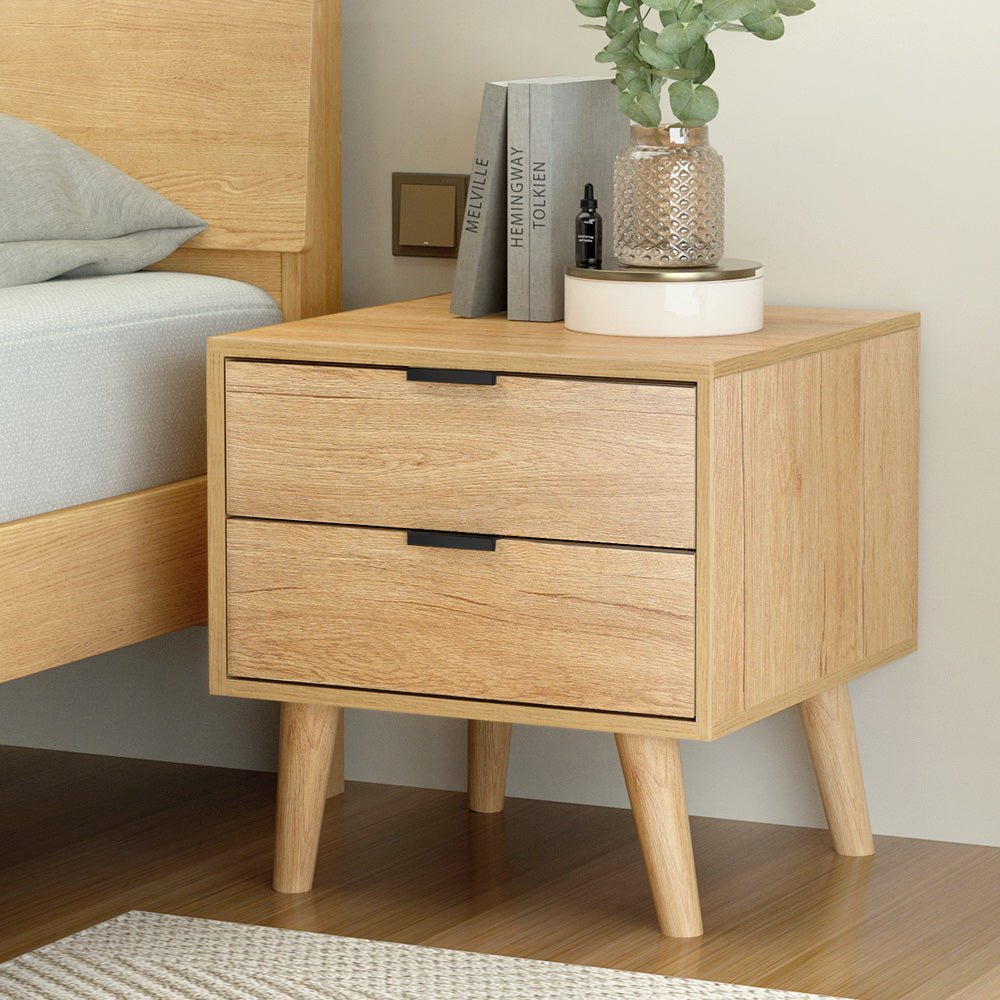 2 Drawer Bedside Table Pine - Furniture > Bedroom - Bedzy Australia