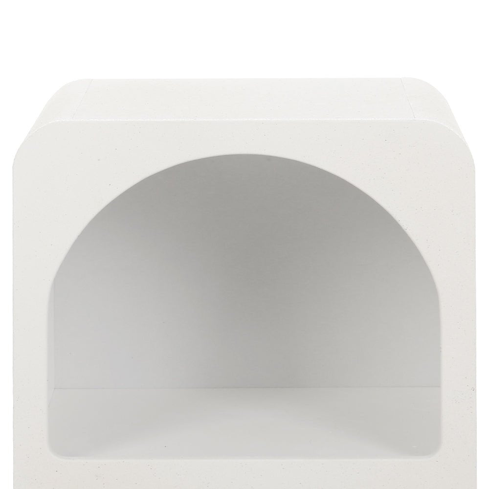 Arched Textured Bedside Table White - Furniture > Bedroom - Bedzy Australia