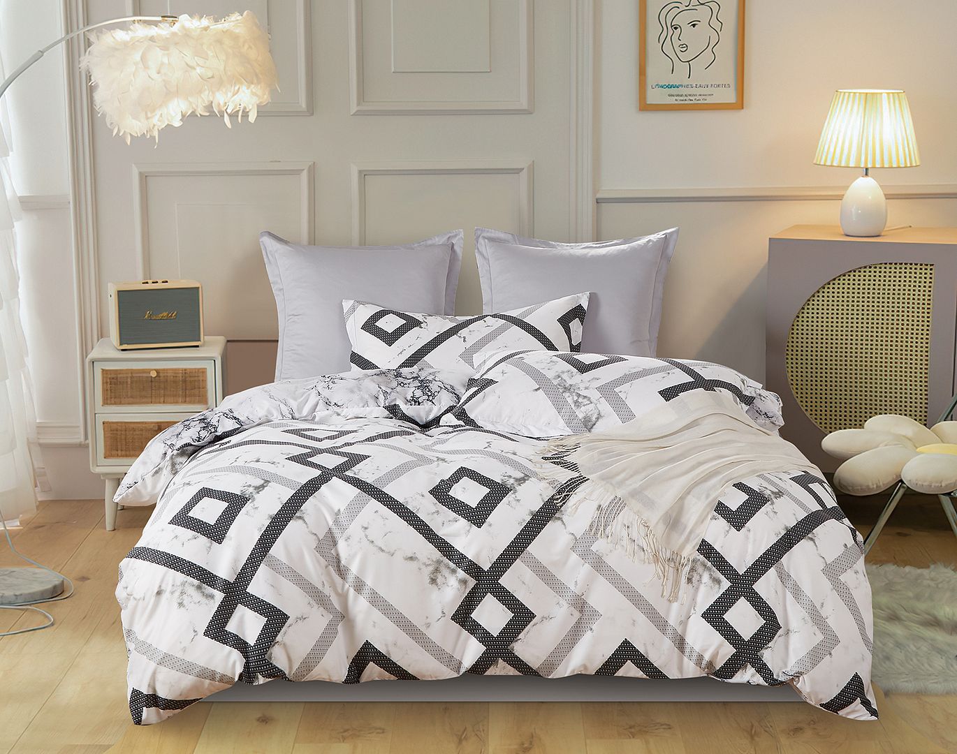 Ashwin King Size Quilt Doona Duvet Cover Set - Home & Garden > Bedding - Bedzy Australia