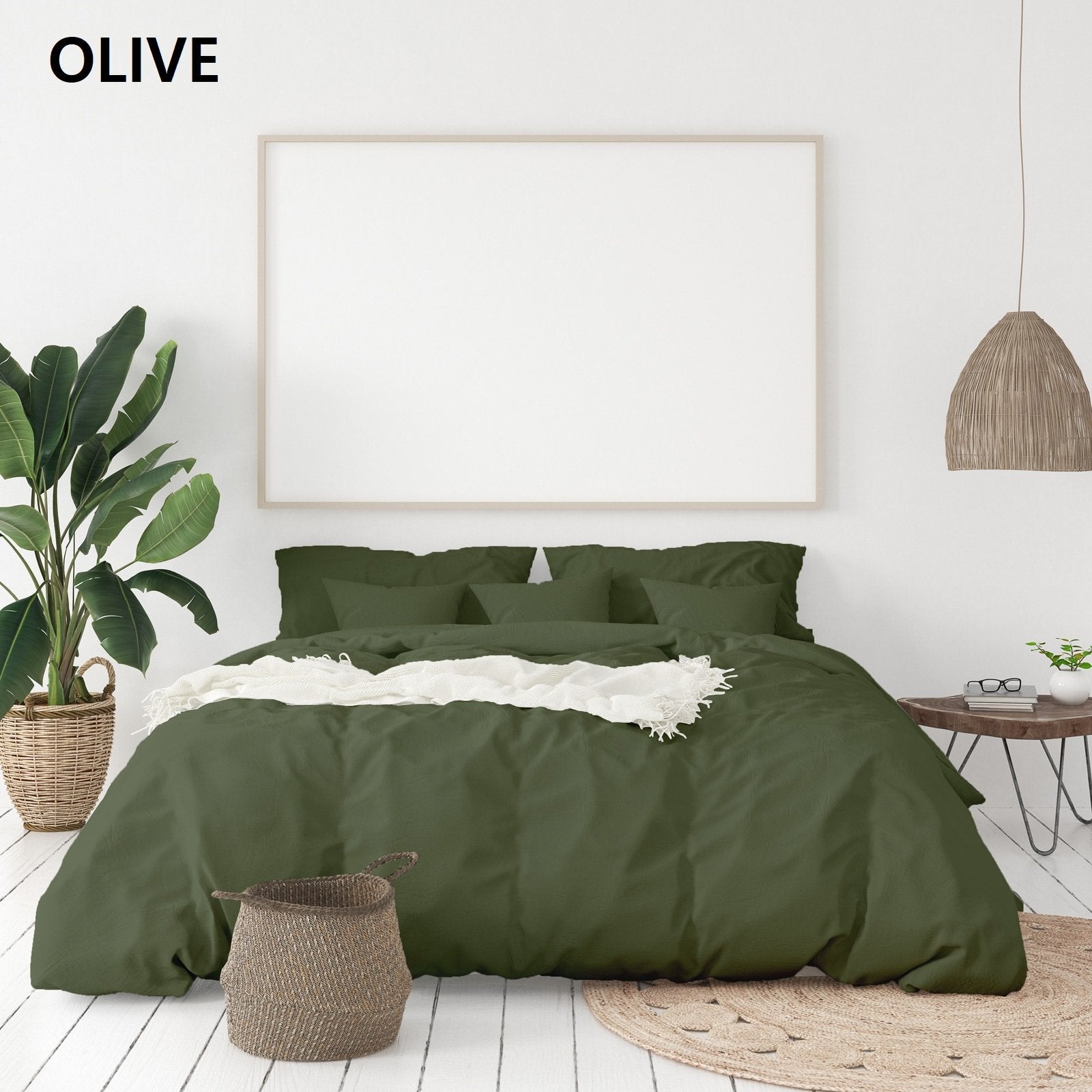 Balmain 1000 Thread Count Hotel Grade Bamboo Cotton Quilt Cover Pillowcases Set Queen Olive - Bedzy Australia